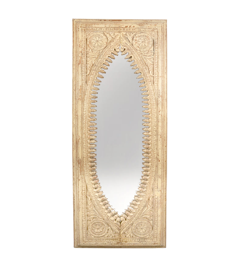 Handcrafted Wooden Wall Mirror with Intricate Carved Frame