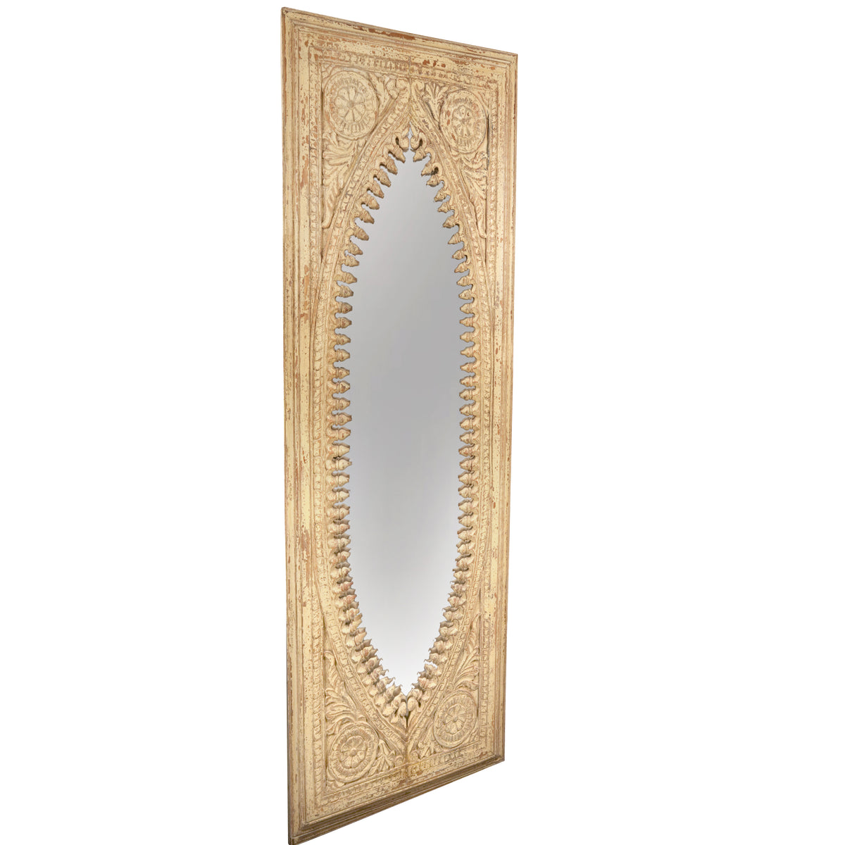 Handcrafted Wooden Wall Mirror with Intricate Carved Frame