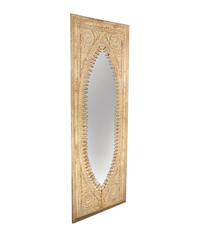 Handcrafted Wooden Wall Mirror with Intricate Carved Frame