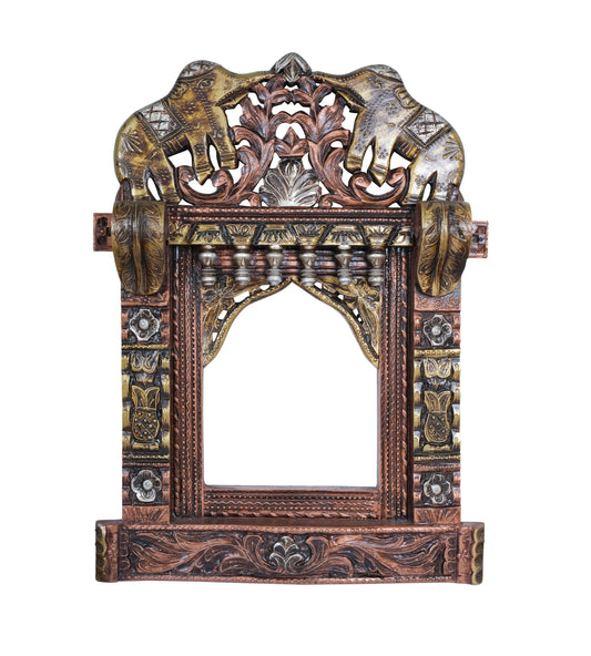 Handcrafted Rajasthani Wooden Decorative Photo Frame (Jharoka) – Intricate Carved Design for Home Décor