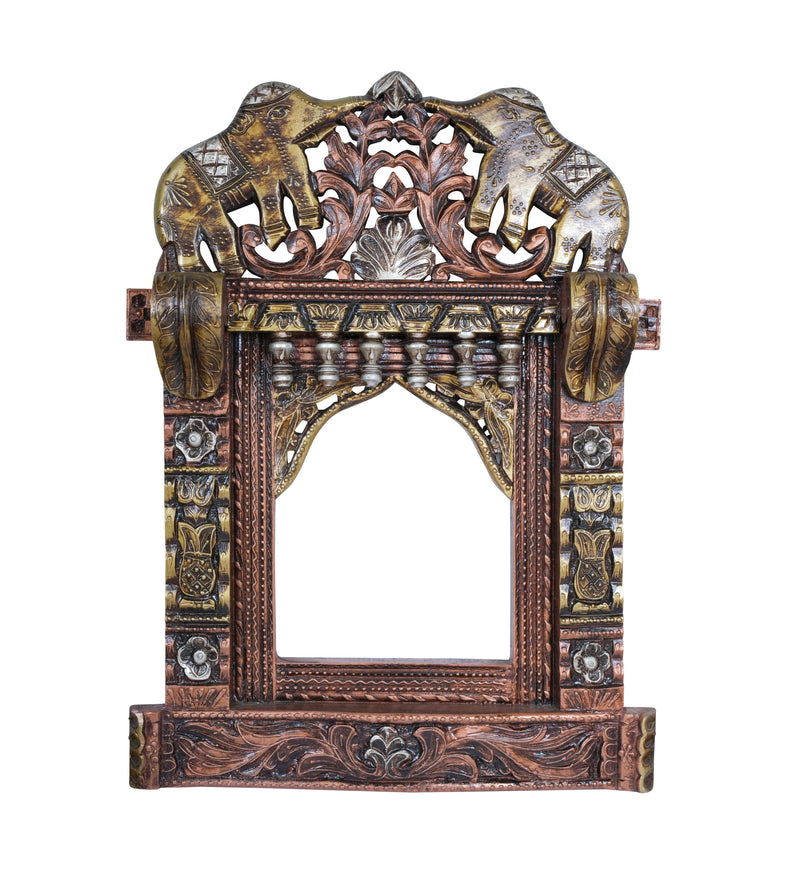 Handcrafted Rajasthani Wooden Decorative Photo Frame (Jharoka) – Intricate Carved Design for Home Décor