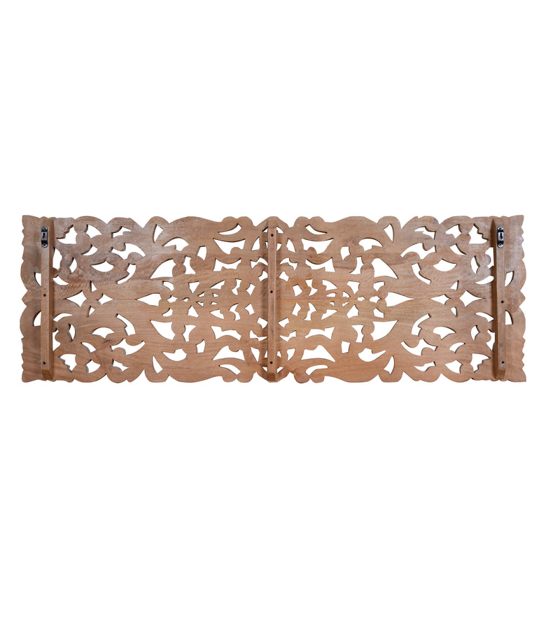 Aranya Panel - Hand-Carved Wooden Wall Panel with Botanical Motifs