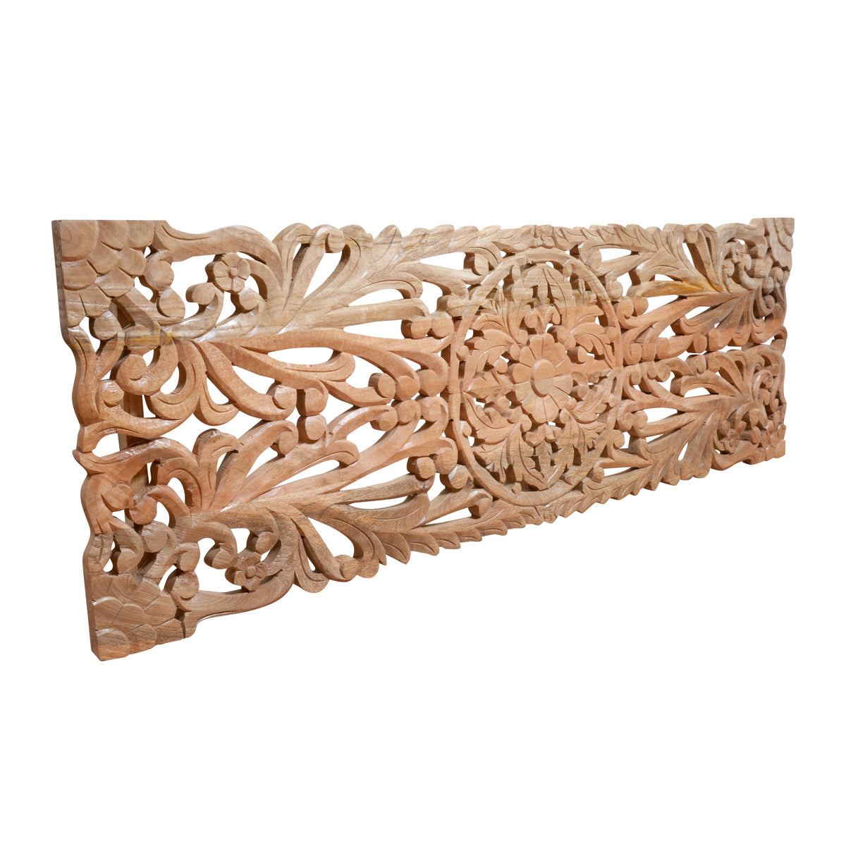 Aranya Panel - Hand-Carved Wooden Wall Panel with Botanical Motifs