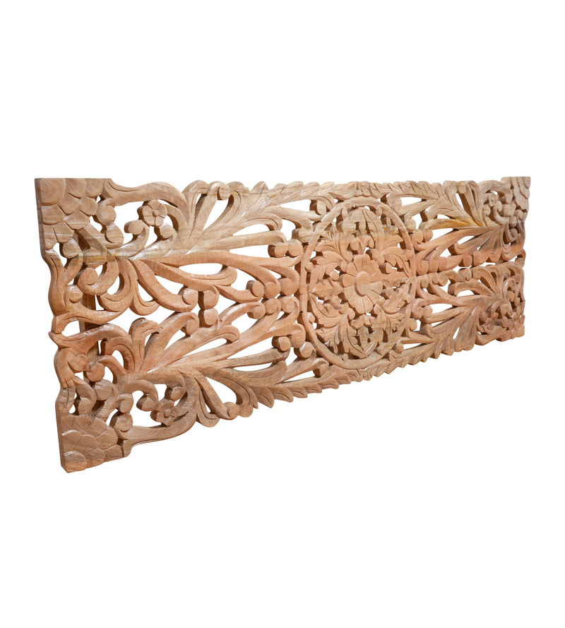 Aranya Panel - Hand-Carved Wooden Wall Panel with Botanical Motifs