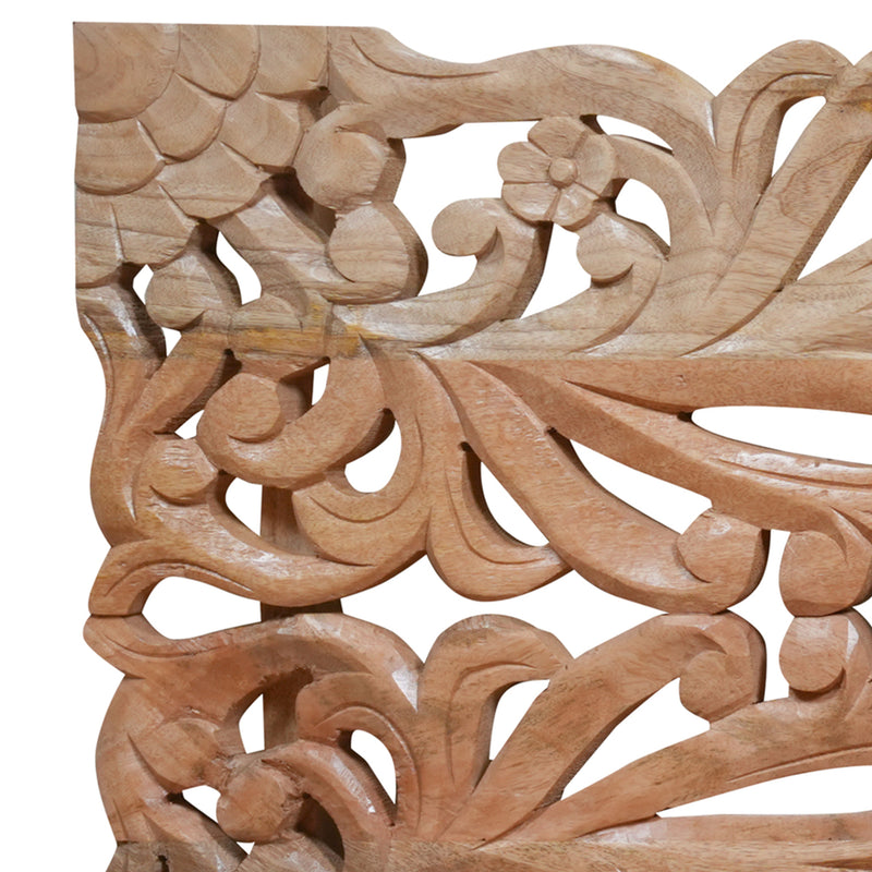 Aranya Panel - Hand-Carved Wooden Wall Panel with Botanical Motifs