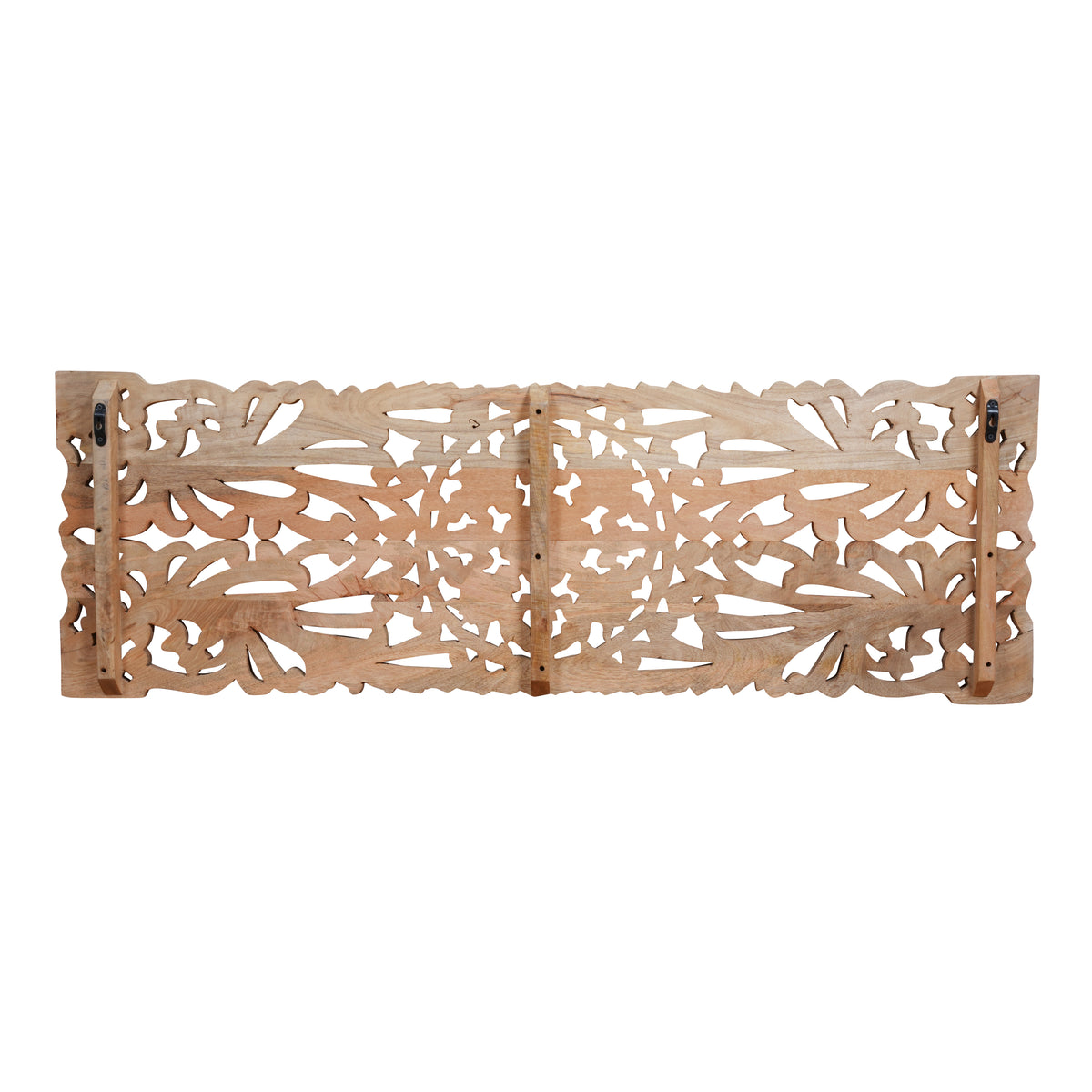 Aranya Panel - Hand-Carved Wooden Wall Panel with Botanical Motifs