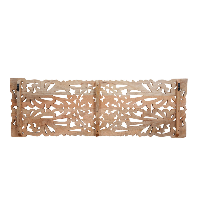 Aranya Panel - Hand-Carved Wooden Wall Panel with Botanical Motifs