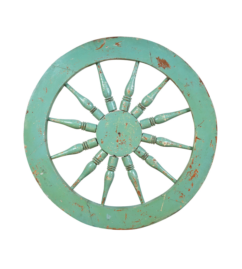 Chakra Panel - Handcrafted Wooden Wall Accent with Spoke Wheel Design