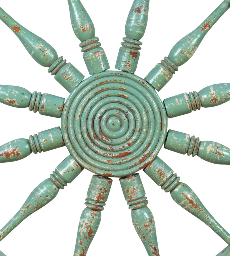 Chakra Panel - Handcrafted Wooden Wall Accent with Spoke Wheel Design