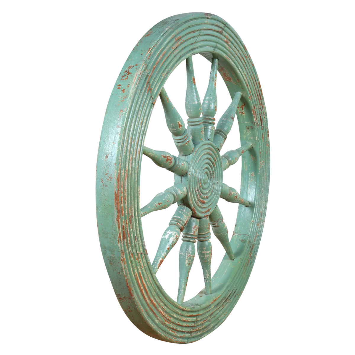 Chakra Panel - Handcrafted Wooden Wall Accent with Spoke Wheel Design
