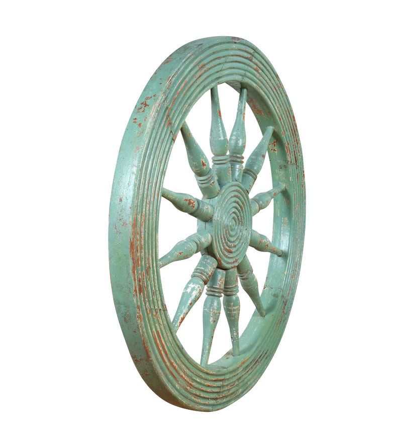 Chakra Panel - Handcrafted Wooden Wall Accent with Spoke Wheel Design