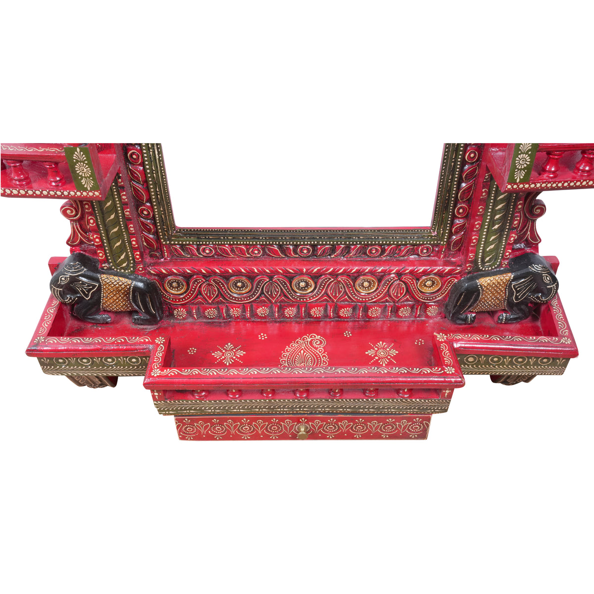 The Royal Chamber Jharokha - Grand Hand-Painted Wooden Jharokha Wall Frame with Storage