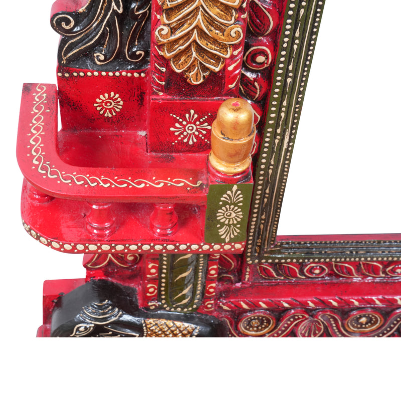 The Royal Chamber Jharokha - Grand Hand-Painted Wooden Jharokha Wall Frame with Storage