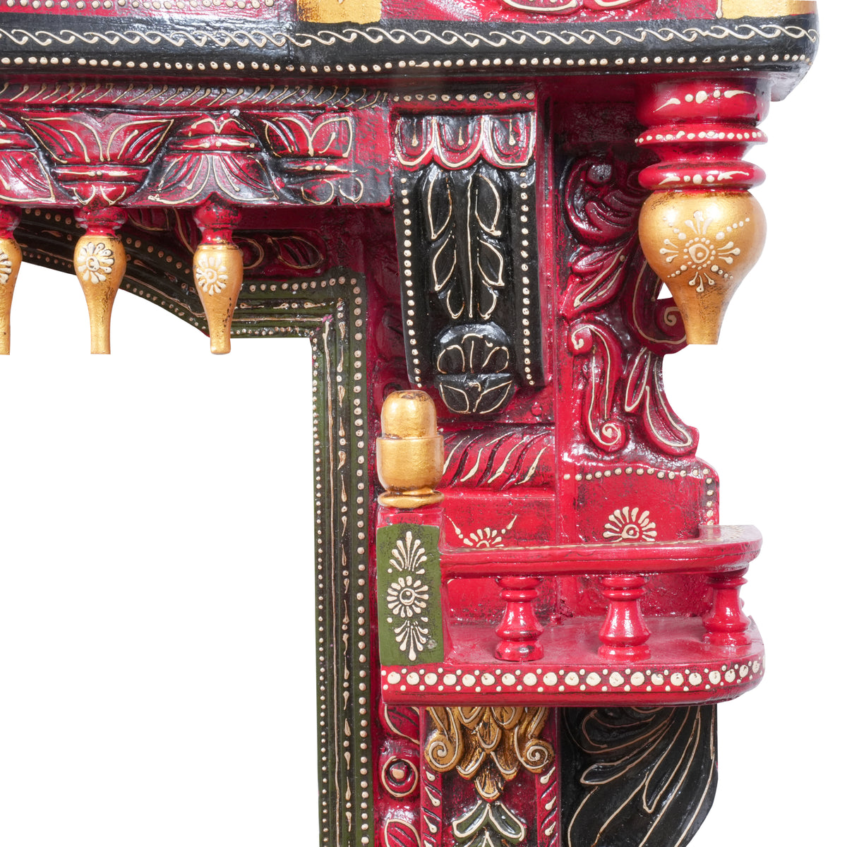 The Royal Chamber Jharokha - Grand Hand-Painted Wooden Jharokha Wall Frame with Storage