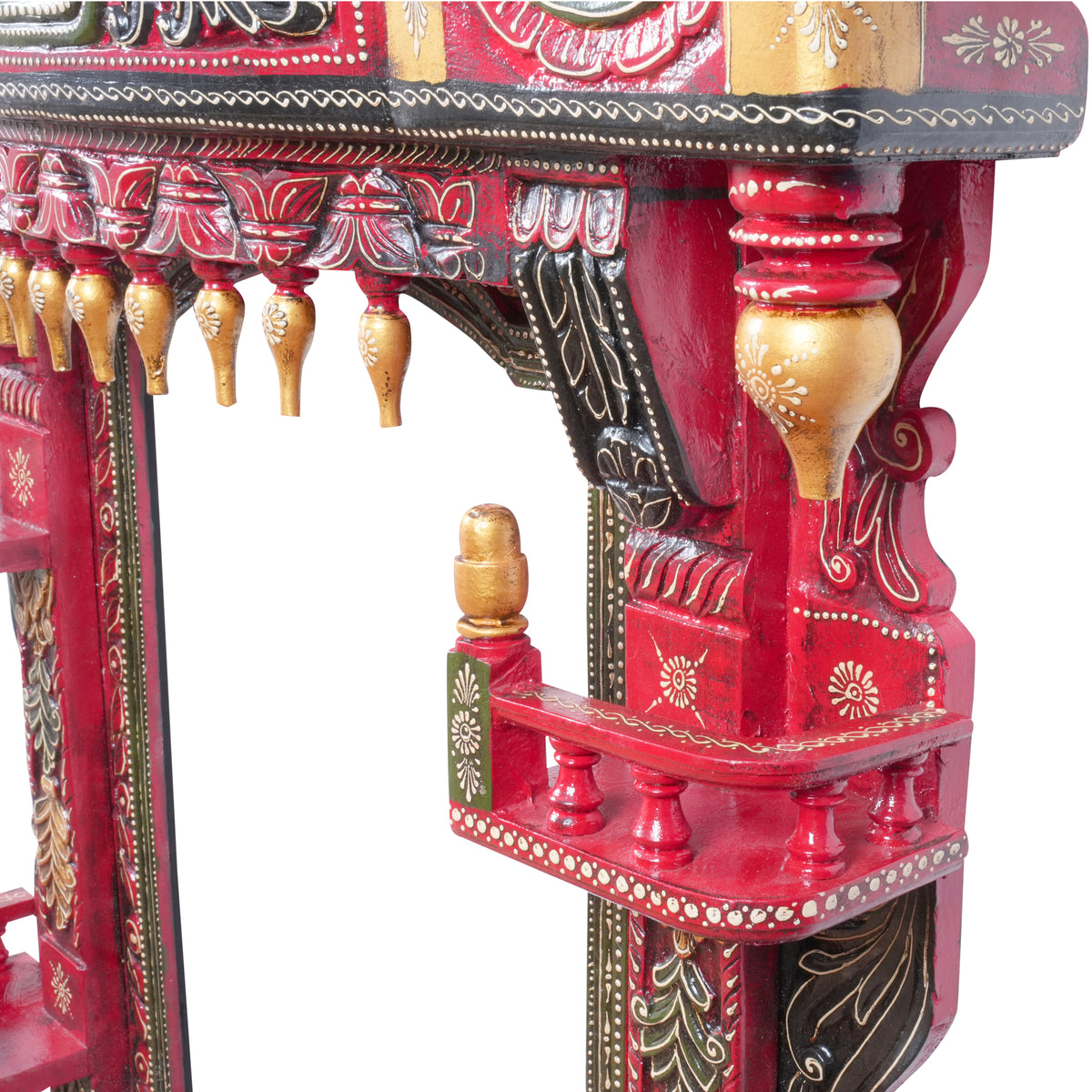 The Royal Chamber Jharokha - Grand Hand-Painted Wooden Jharokha Wall Frame with Storage