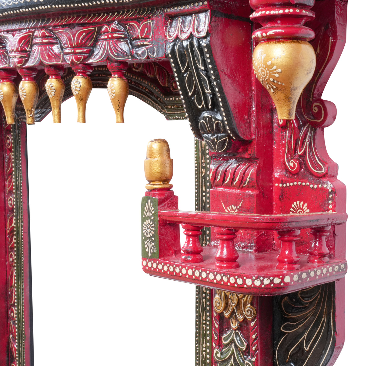 The Royal Chamber Jharokha - Grand Hand-Painted Wooden Jharokha Wall Frame with Storage