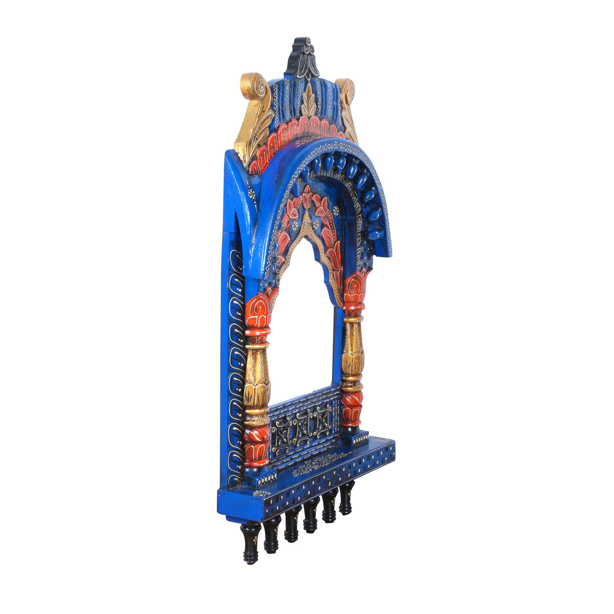 The Rajasthani Royal Window - Hand-Carved & Painted Wooden Jharokha Mandir