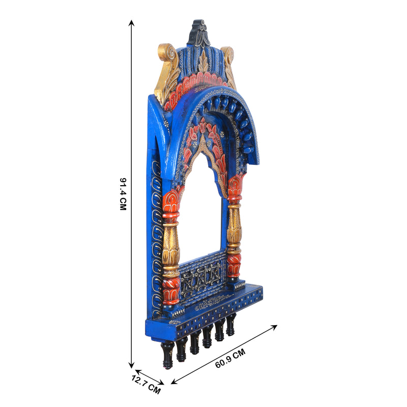 The Rajasthani Royal Window - Hand-Carved & Painted Wooden Jharokha Mandir