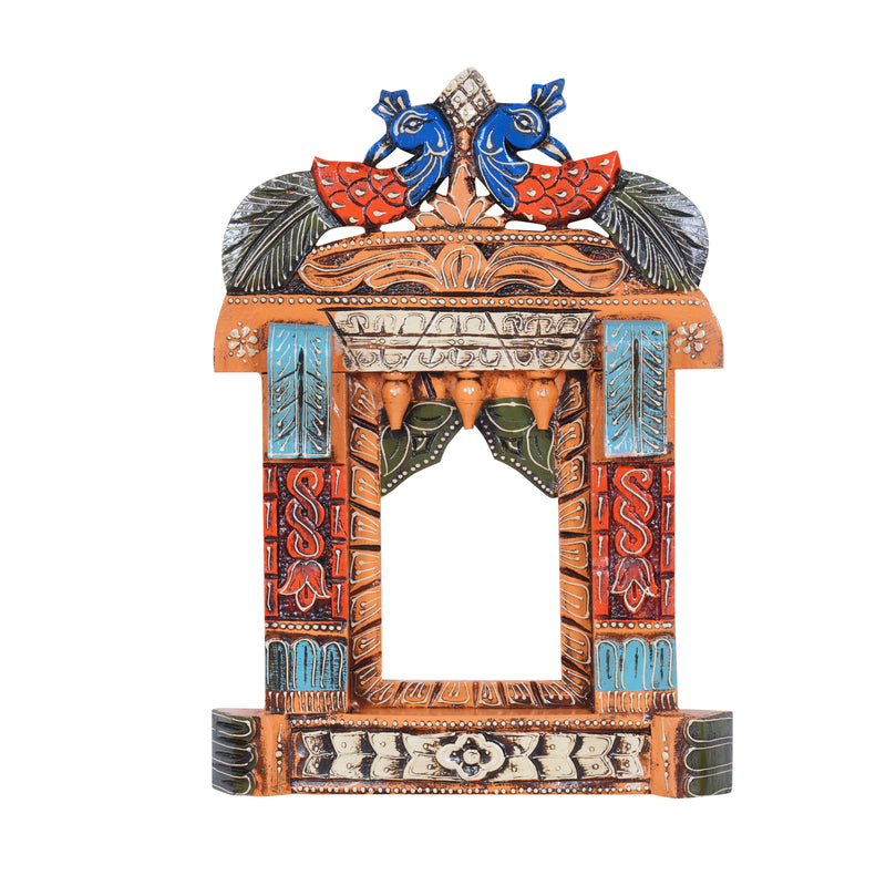 The Rajasthani Royal Window - Hand-Carved & Painted Wooden Jharokha Mandir