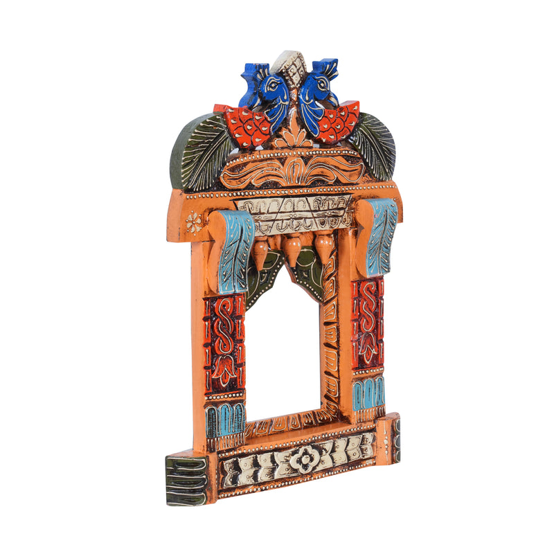 The Rajasthani Royal Window - Hand-Carved & Painted Wooden Jharokha Mandir