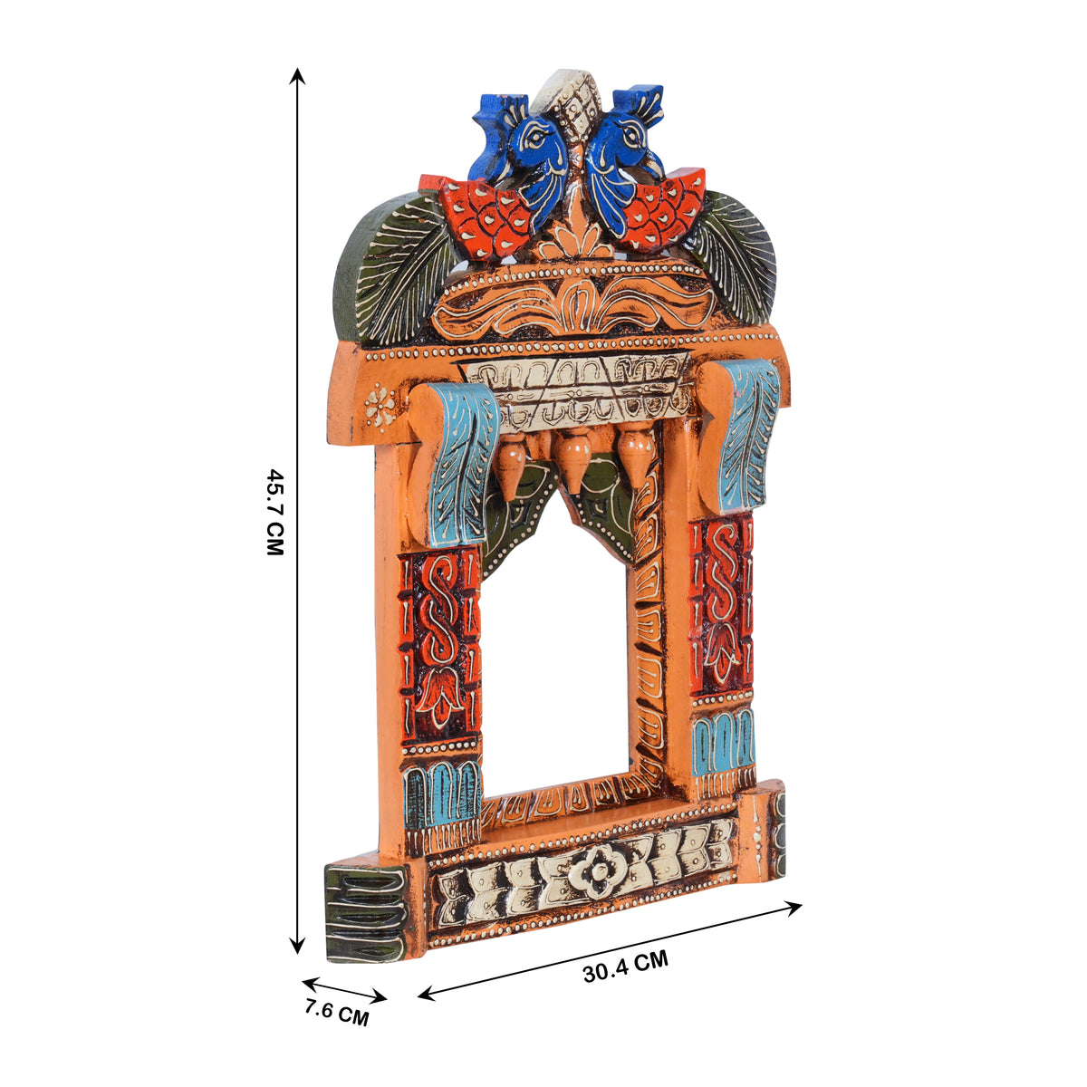 The Rajasthani Royal Window - Hand-Carved & Painted Wooden Jharokha Mandir