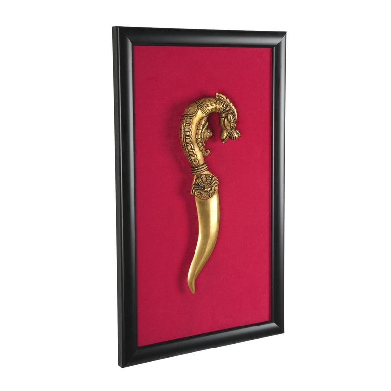Handcrafted Traditional Brass Royal Dagger Frame | Framed Velvet Wall Art