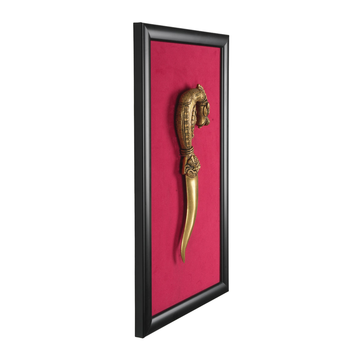 Handcrafted Traditional Brass Royal Dagger Frame | Framed Velvet Wall Art