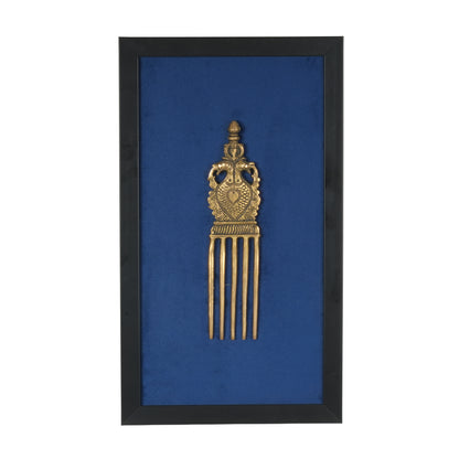 Handcrafted Traditional Brass Royal Comb Frame | Framed Velvet Wall Art