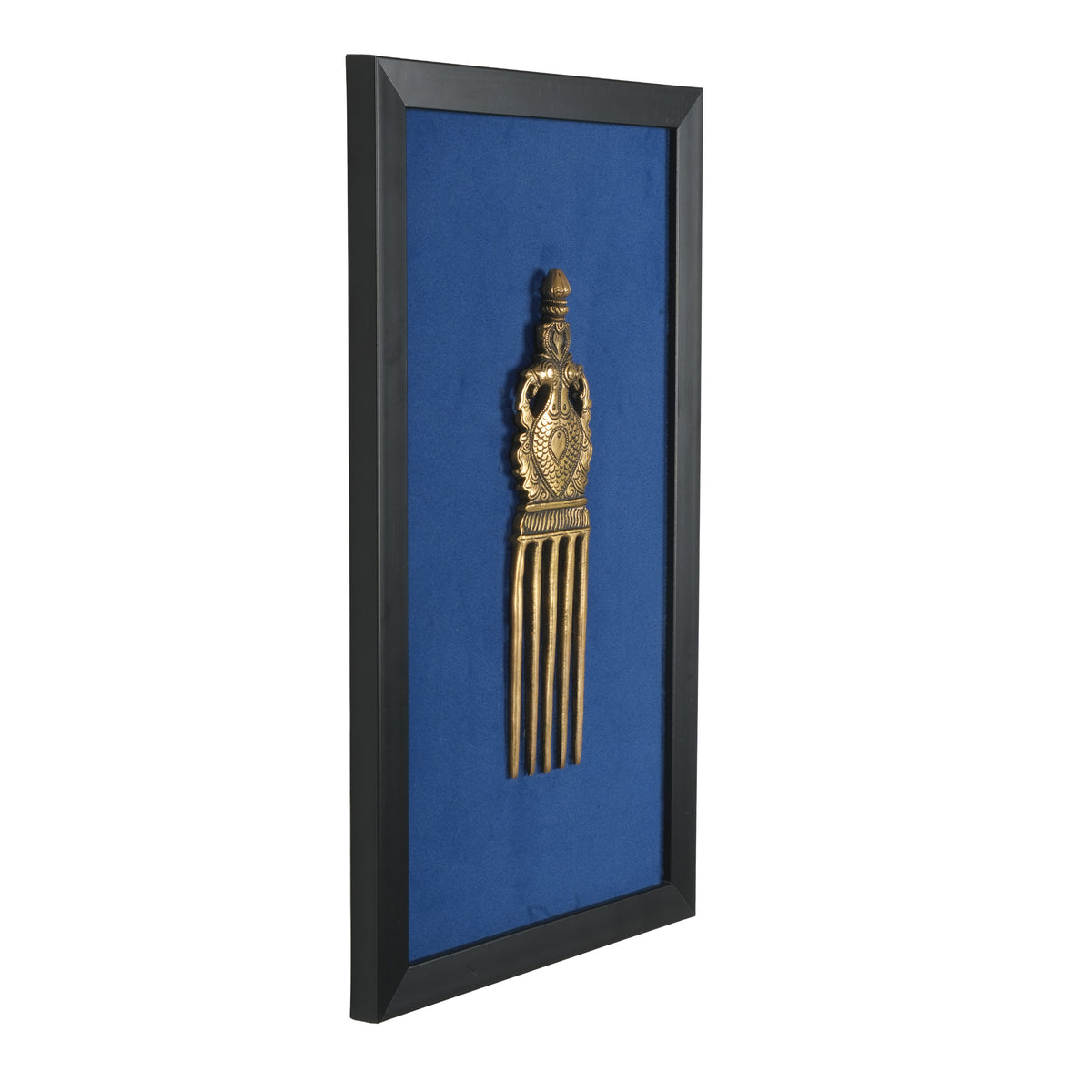 Handcrafted Traditional Brass Royal Comb Frame | Framed Velvet Wall Art