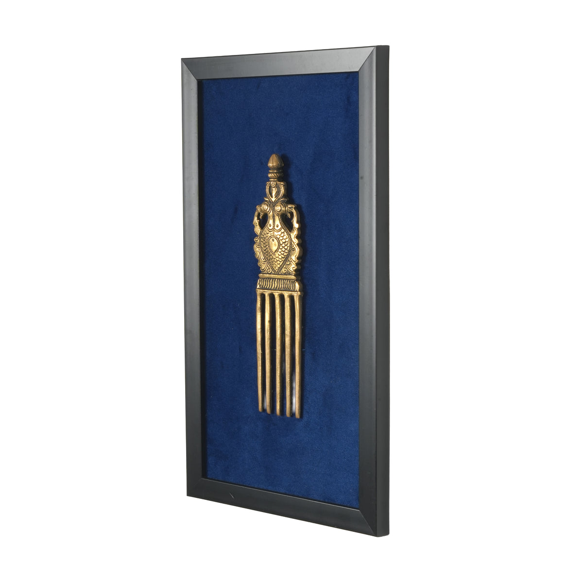 Handcrafted Traditional Brass Royal Comb Frame | Framed Velvet Wall Art