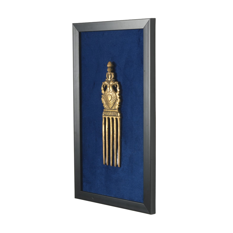 Handcrafted Traditional Brass Royal Comb Frame | Framed Velvet Wall Art