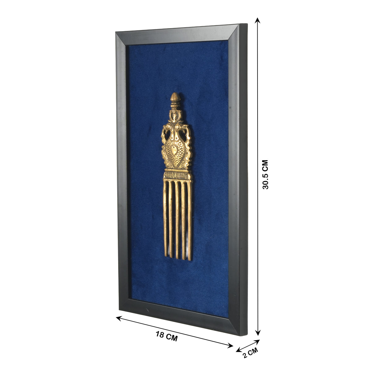 Handcrafted Traditional Brass Royal Comb Frame | Framed Velvet Wall Art