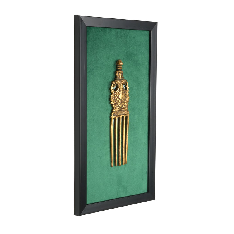 Handcrafted Traditional Brass Royal Comb Frame | Framed Velvet Wall Art
