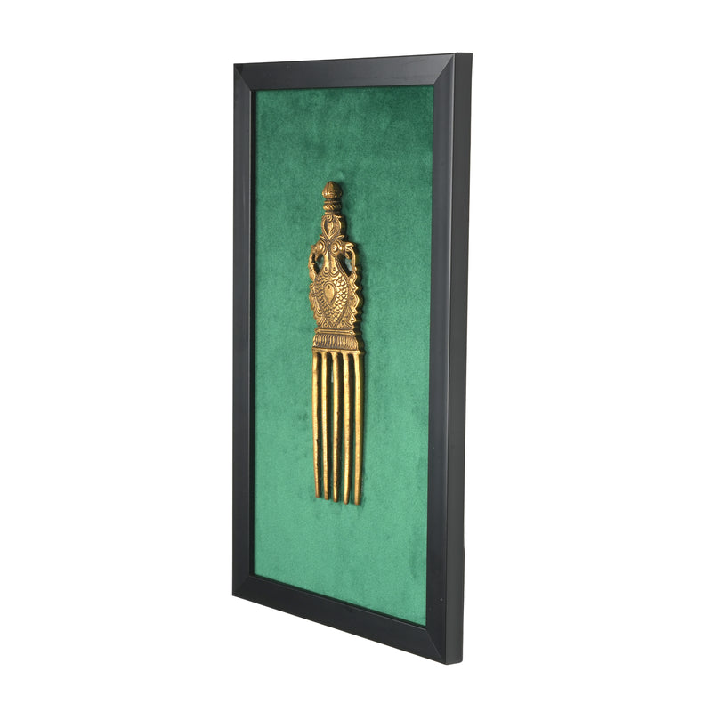 Handcrafted Traditional Brass Royal Comb Frame | Framed Velvet Wall Art
