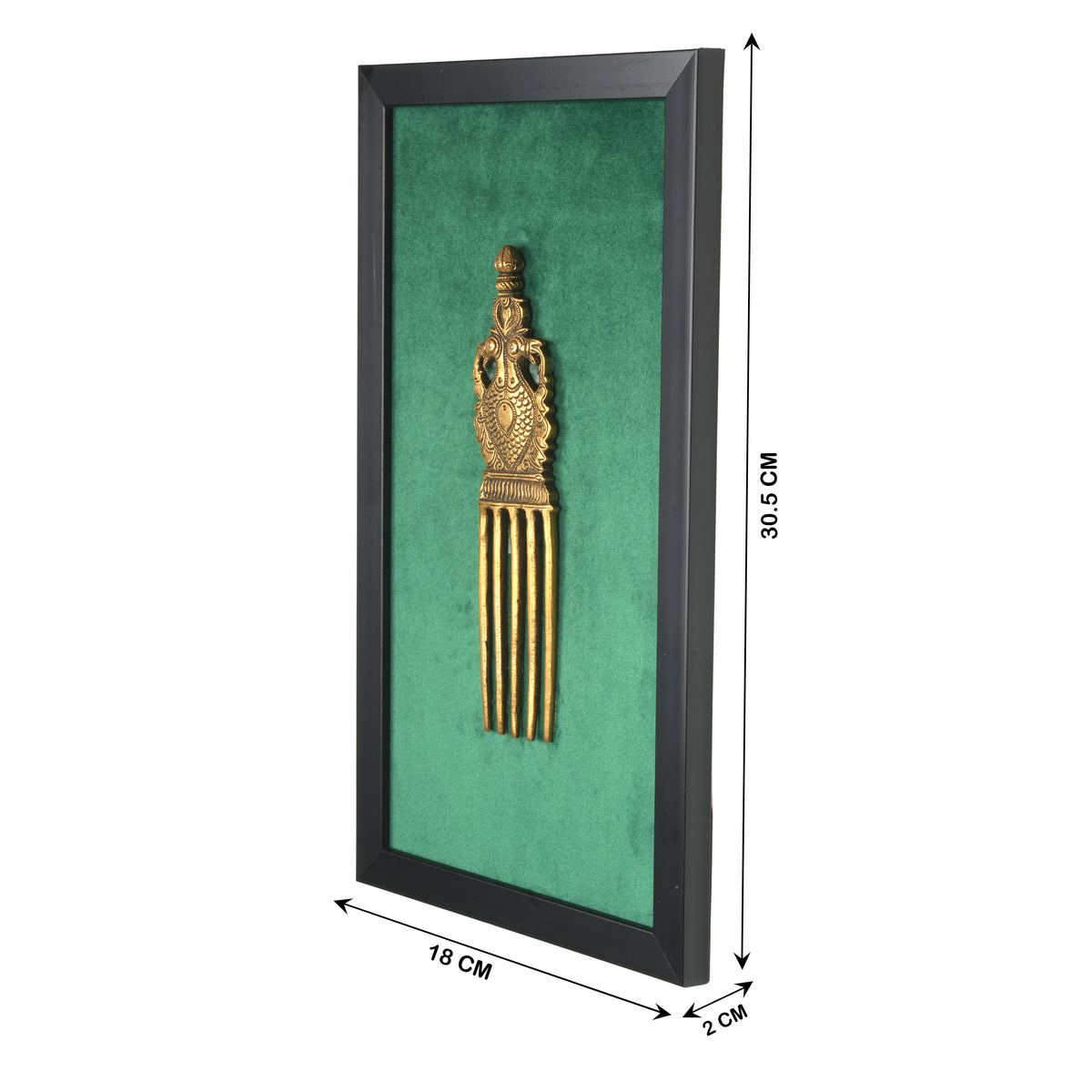 Handcrafted Traditional Brass Royal Comb Frame | Framed Velvet Wall Art