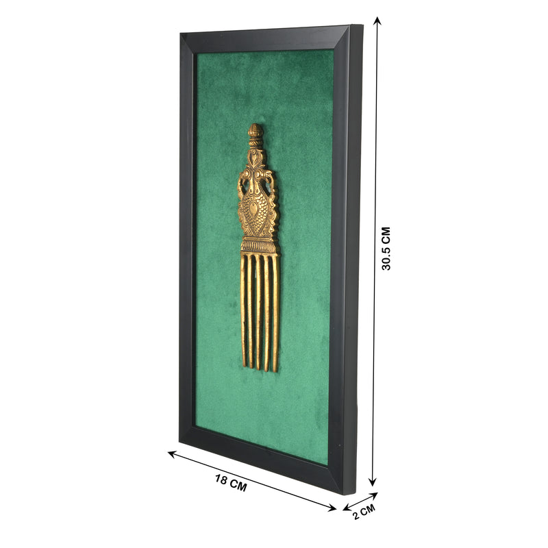 Handcrafted Traditional Brass Royal Comb Frame | Framed Velvet Wall Art