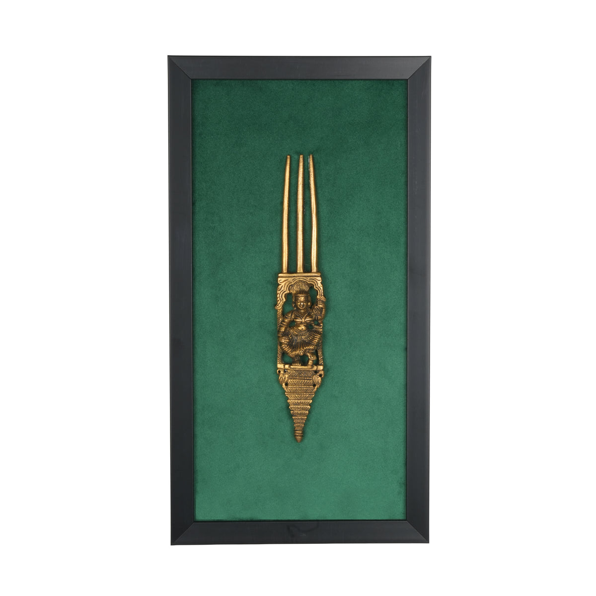 Handcrafted Traditional Brass Royal Comb Frame | Framed Velvet Wall Art