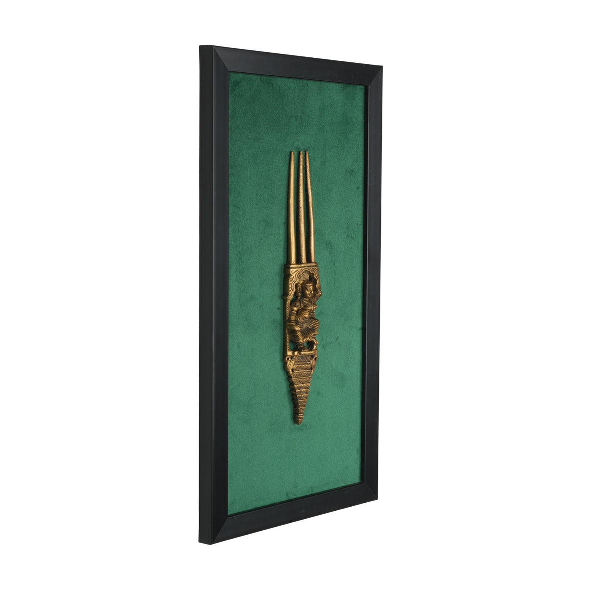 Handcrafted Traditional Brass Royal Comb Frame | Framed Velvet Wall Art