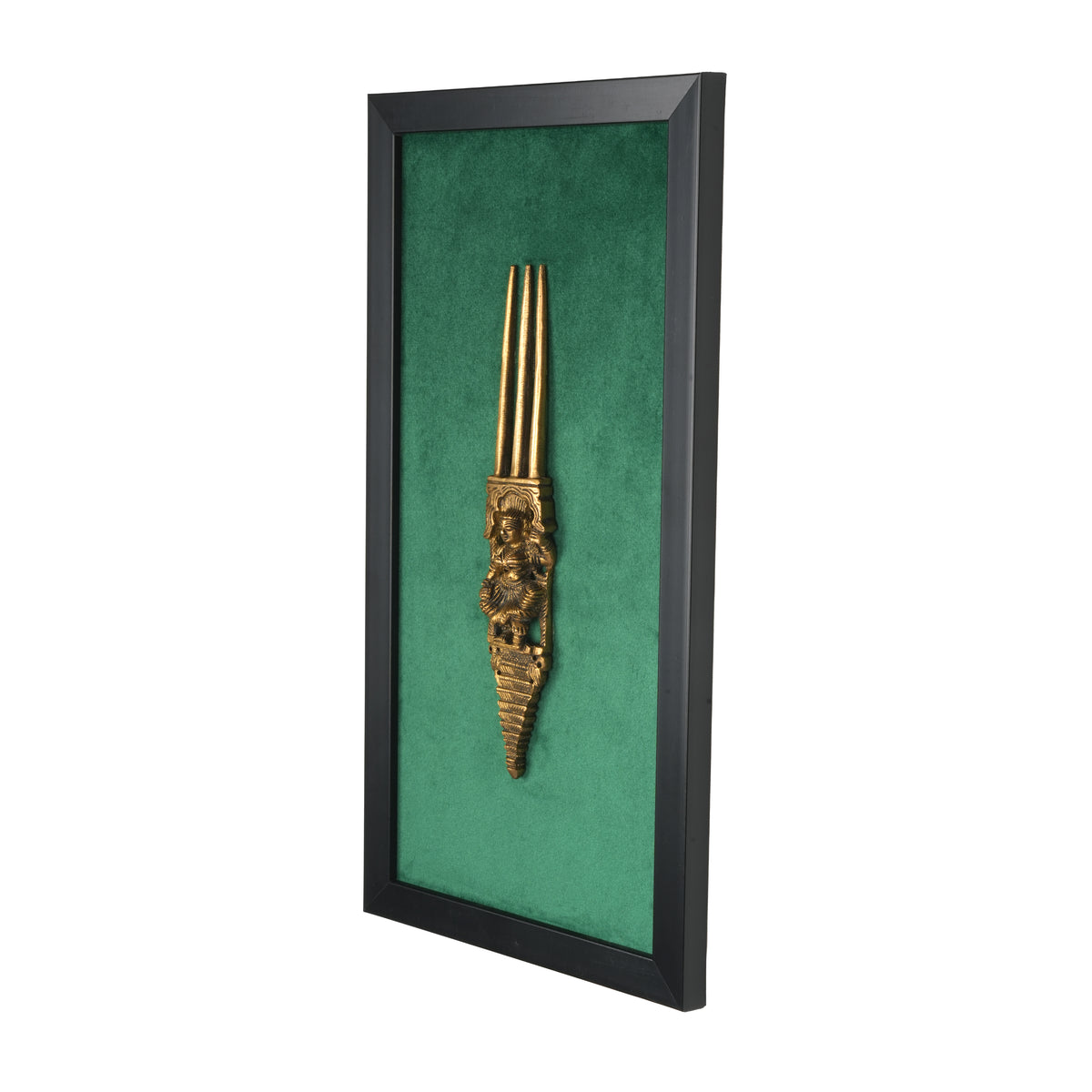 Handcrafted Traditional Brass Royal Comb Frame | Framed Velvet Wall Art