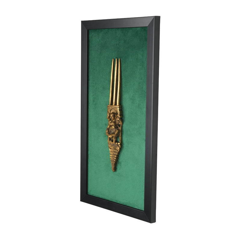 Handcrafted Traditional Brass Royal Comb Frame | Framed Velvet Wall Art