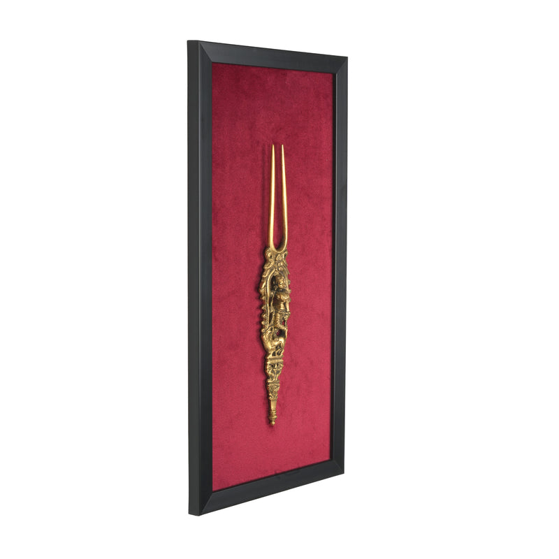 Handcrafted Traditional Brass Deity Hairpin Frame | Framed Velvet Wall Art