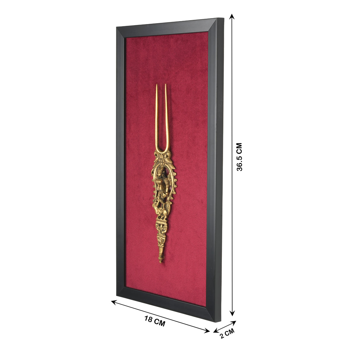 Handcrafted Traditional Brass Deity Hairpin Frame | Framed Velvet Wall Art