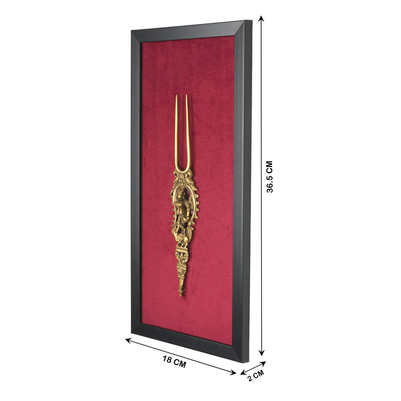 Handcrafted Traditional Brass Deity Hairpin Frame | Framed Velvet Wall Art
