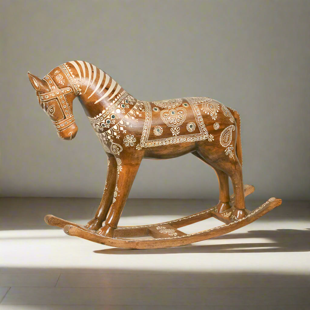 Handcrafted Rajasthani Wooden Rocking Horse – A Timeless Treasure