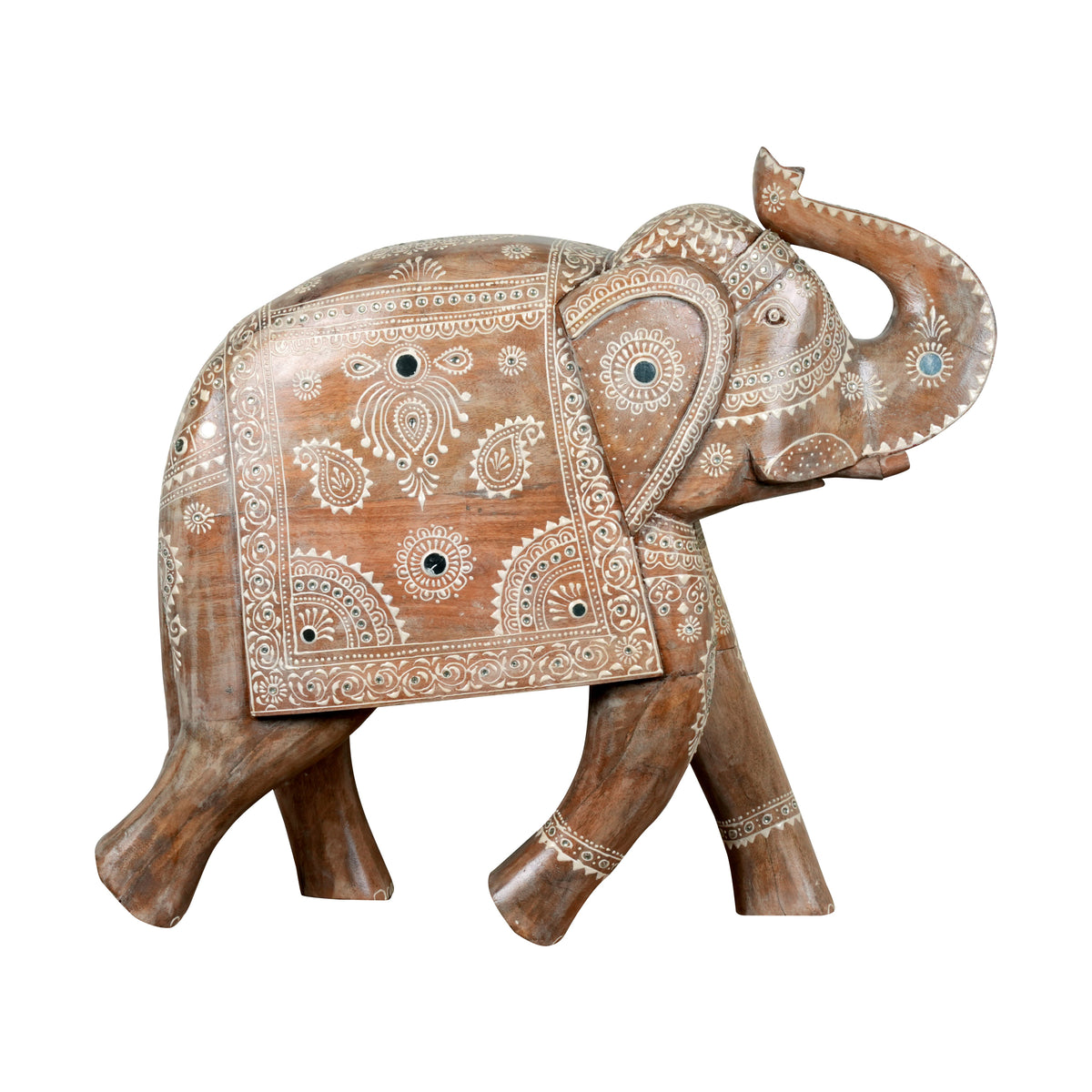 Handcrafted Rajasthani Wooden Elephant Sculpture – Intricate Detailing