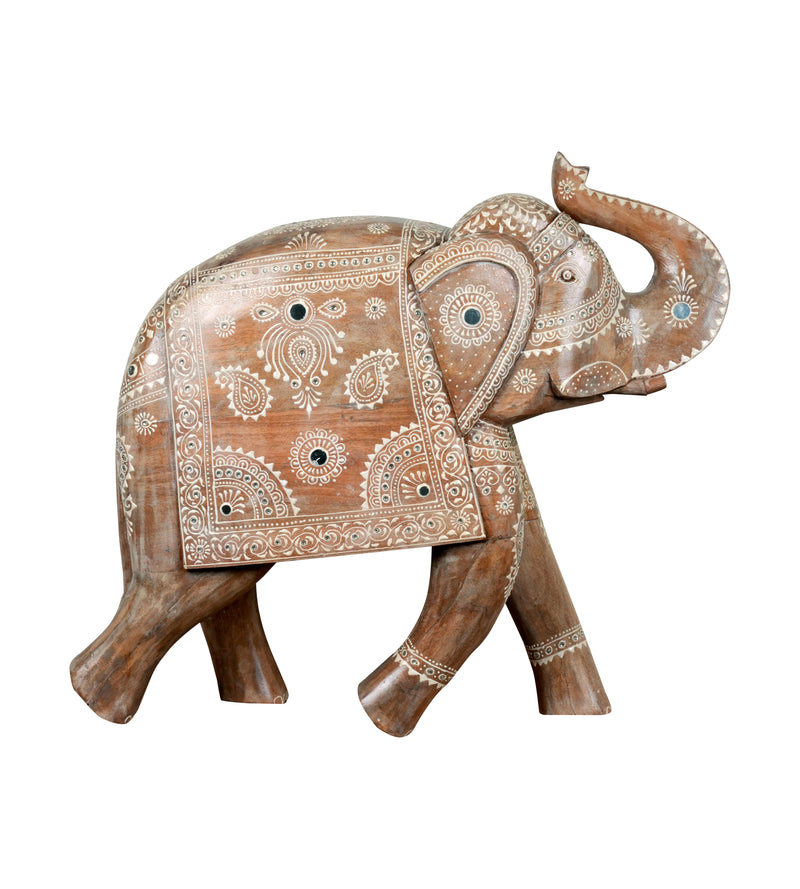 Handcrafted Rajasthani Wooden Elephant Sculpture – Intricate Detailing