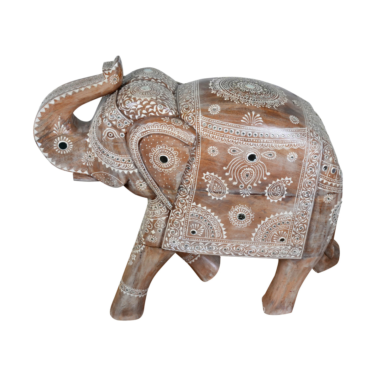 Handcrafted Rajasthani Wooden Elephant Sculpture – Intricate Detailing