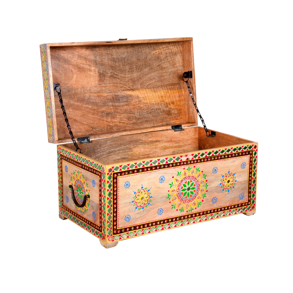 Handcrafted Rajasthani Wooden Storage Box – Vibrant Painted Motifs