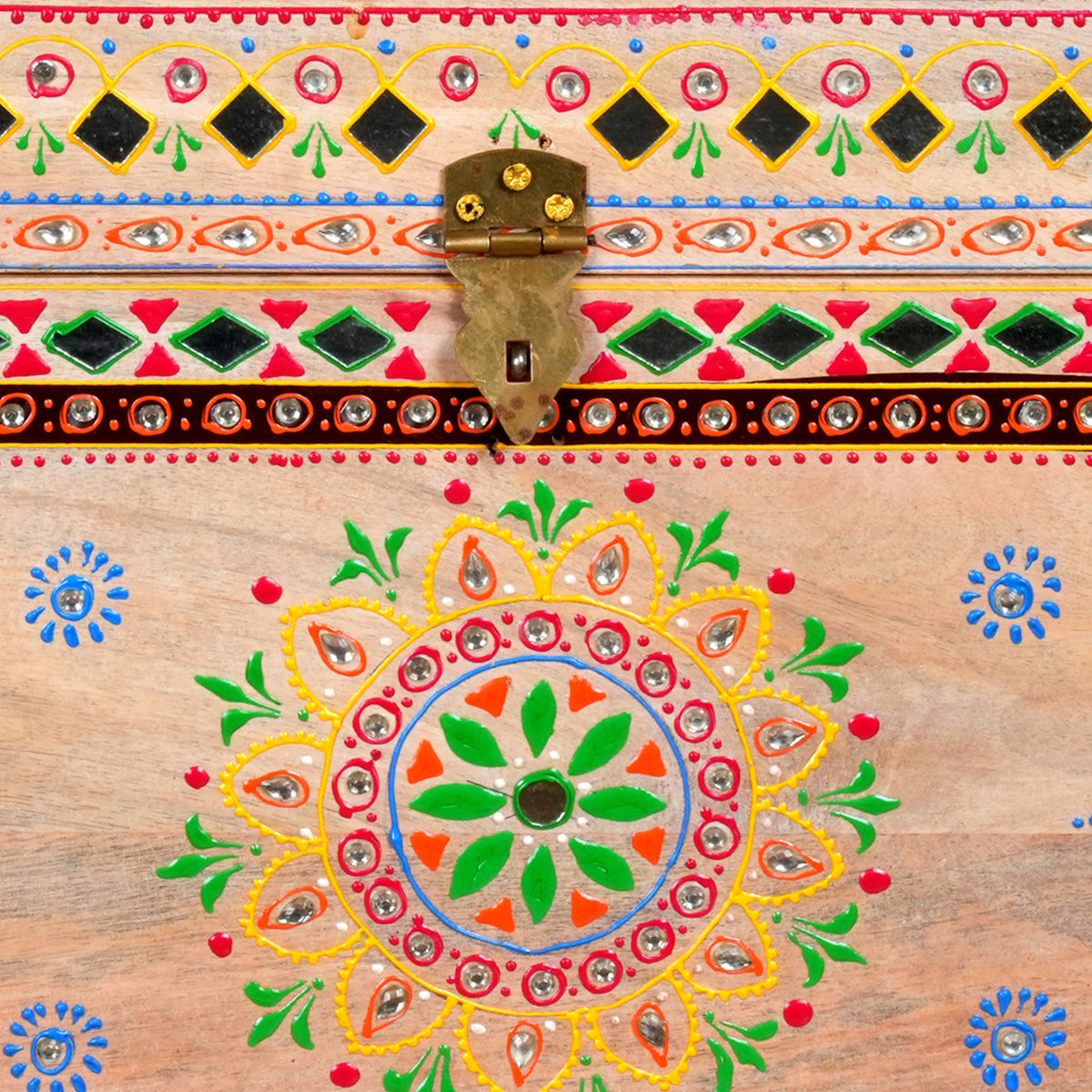 Handcrafted Rajasthani Wooden Storage Box – Vibrant Painted Motifs