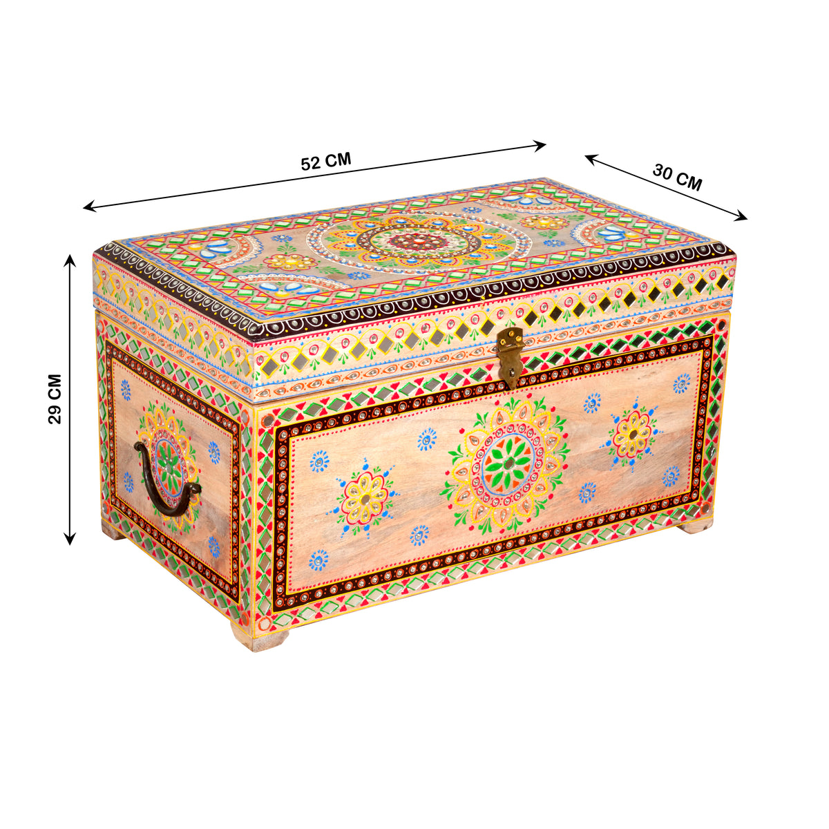 Handcrafted Rajasthani Wooden Storage Box – Vibrant Painted Motifs